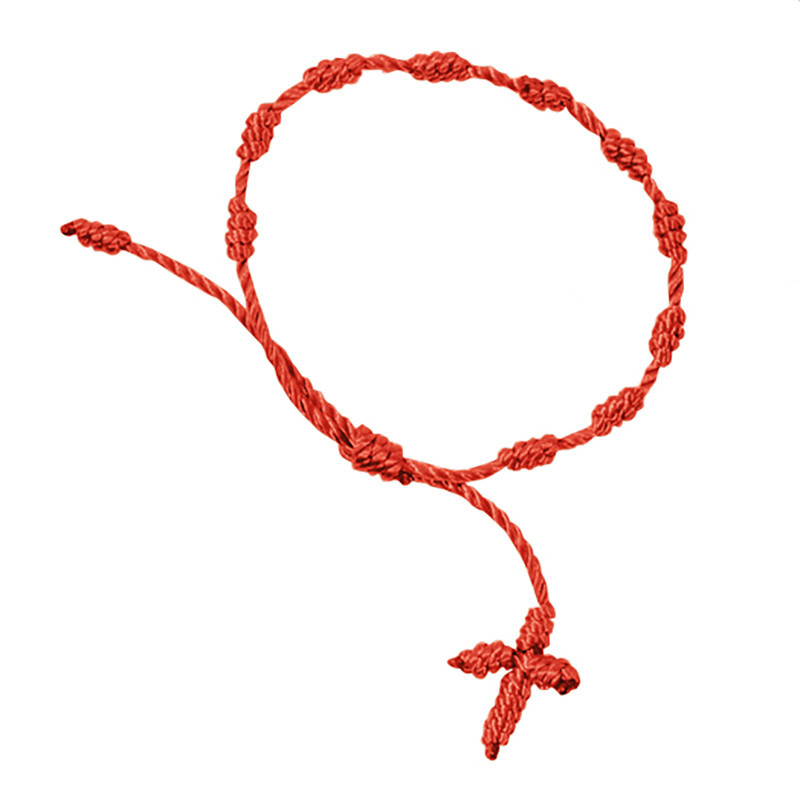 Knotted Cord Rosary Bracelet-Red